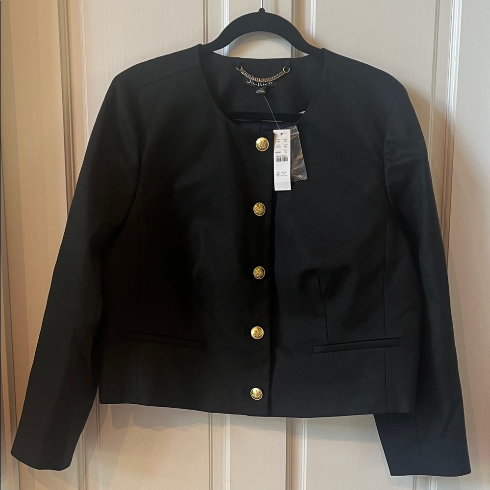 J Crew Louisa Lady Jacket in Stretch Linen Blend with Gold Buttons NWT size 16
